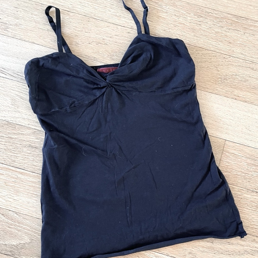 Velvet by Graham & Spencer Black Cross Bodice Camisole Top, sz S